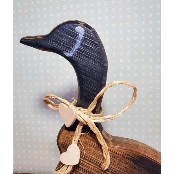 Vtg Country Charm Wooden DUCKS Cottage Core Shelf Sitter HANDMADE Stained SIGNED - Picture 6 of 16